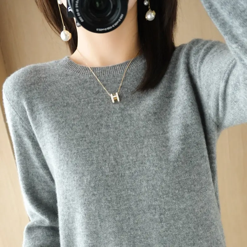 Women Loose Knit Sweater Mint Green Autumn Winter 2024 - Image 2