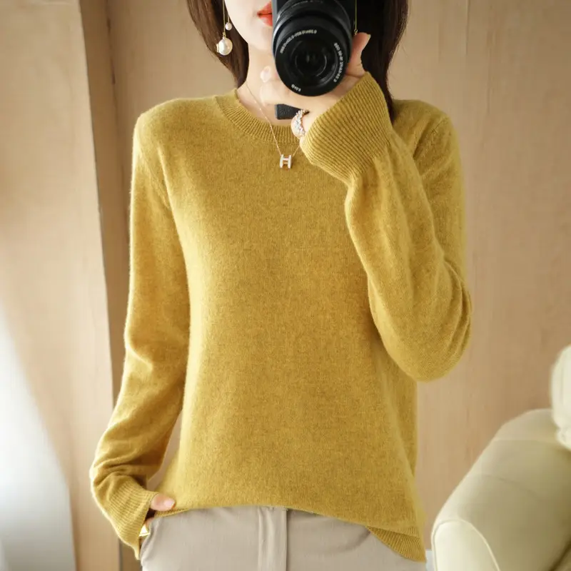 Women Loose Knit Sweater Mint Green Autumn Winter 2024 - Image 4