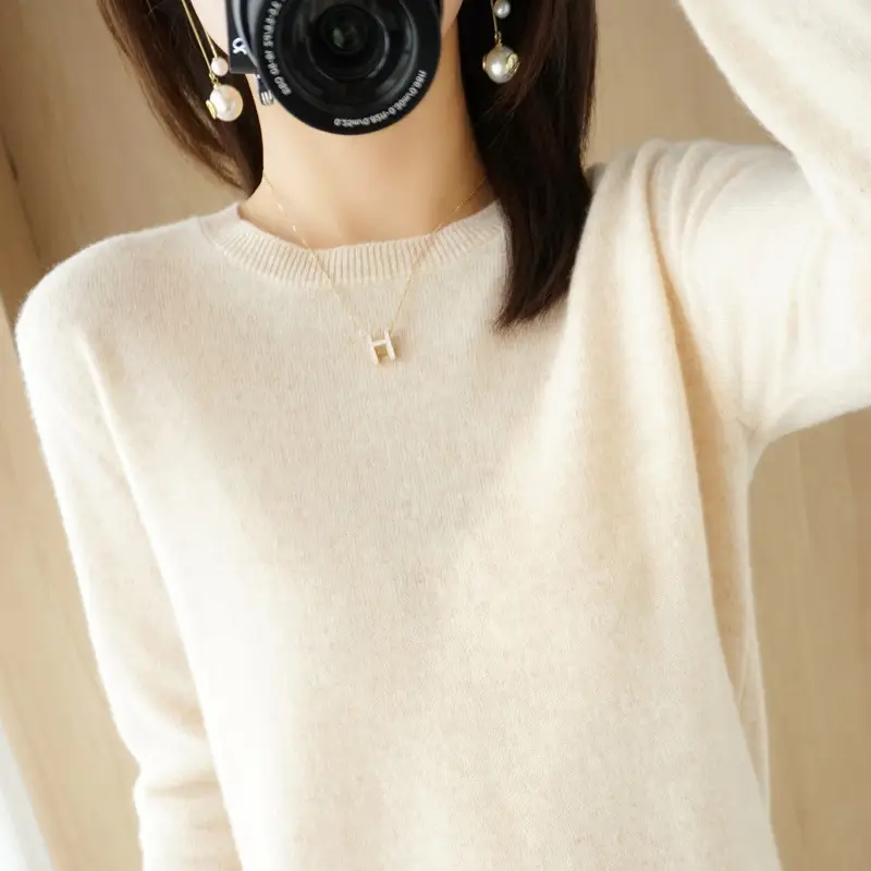 Women Loose Knit Sweater Mint Green Autumn Winter 2024 - Image 7