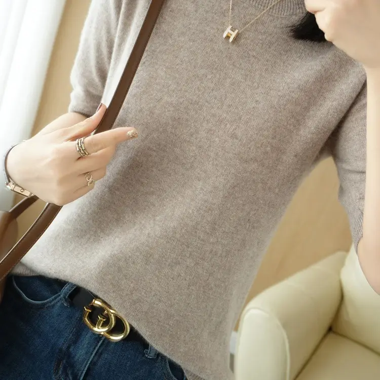 New Spring Knitwear V Neck T-Shirt Women - Image 7