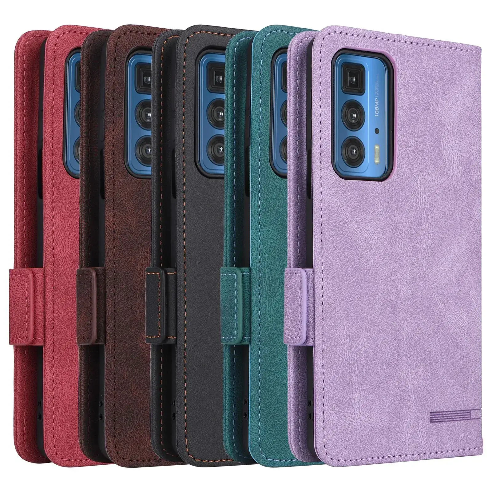 Motorola EDGE20PRO Purple Leather Flip Case with Magnetic Buckle