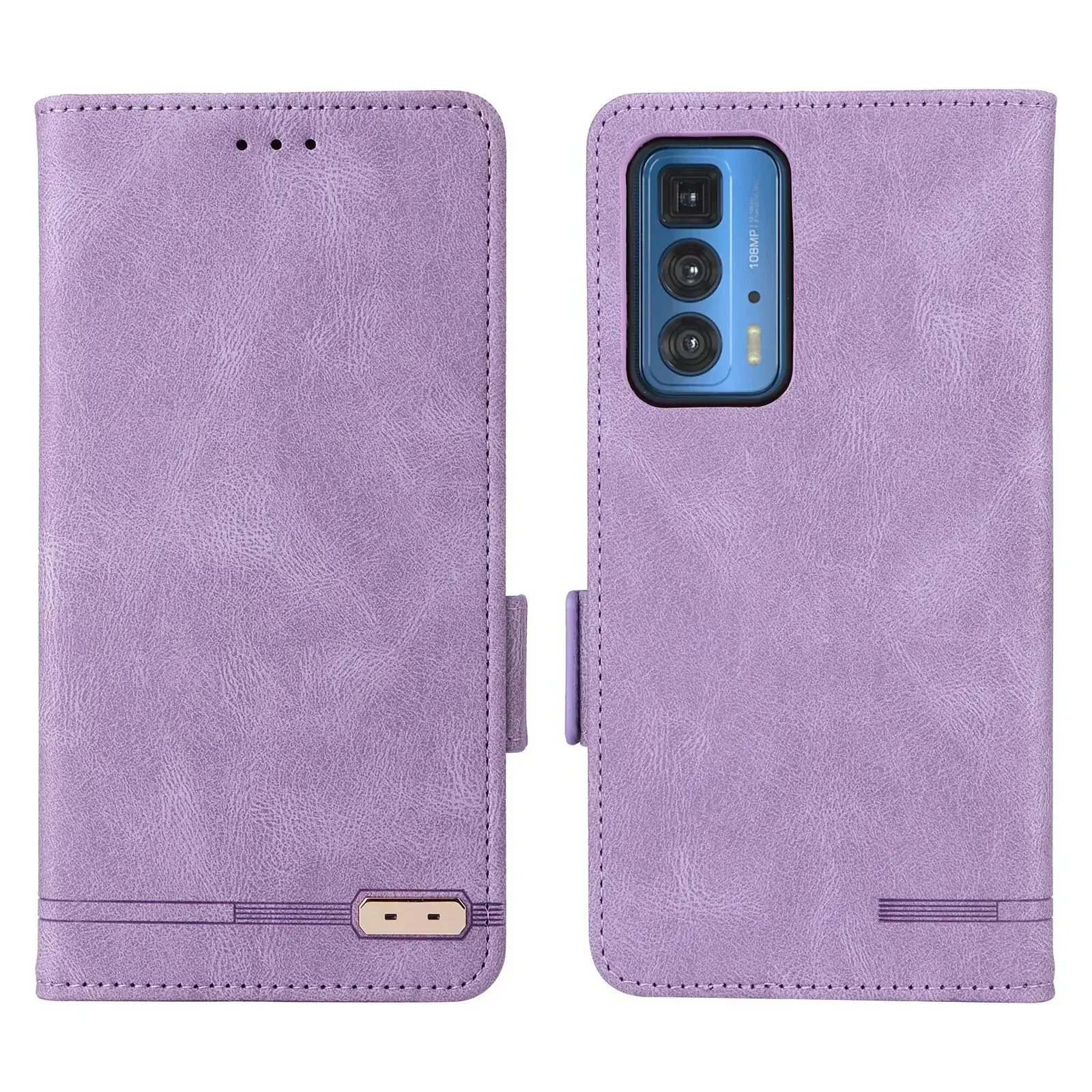 Motorola EDGE20PRO Purple Leather Flip Case with Magnetic Buckle
