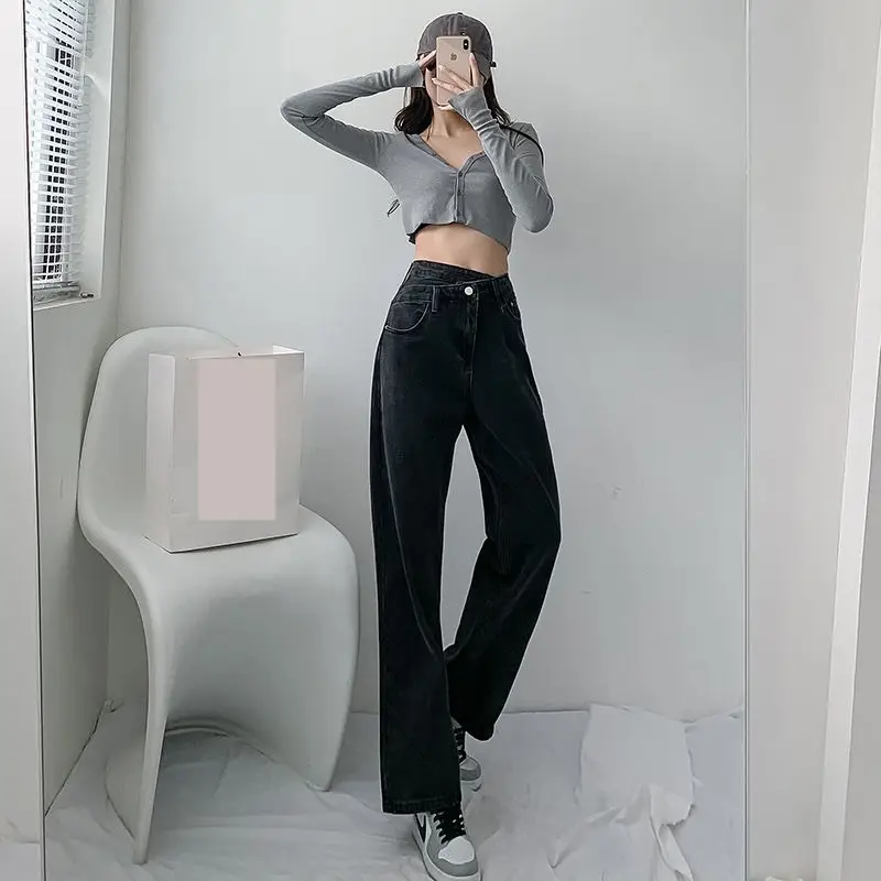 Women Cross Waist Jeans High Waist Loose Spring Autumn - Image 5
