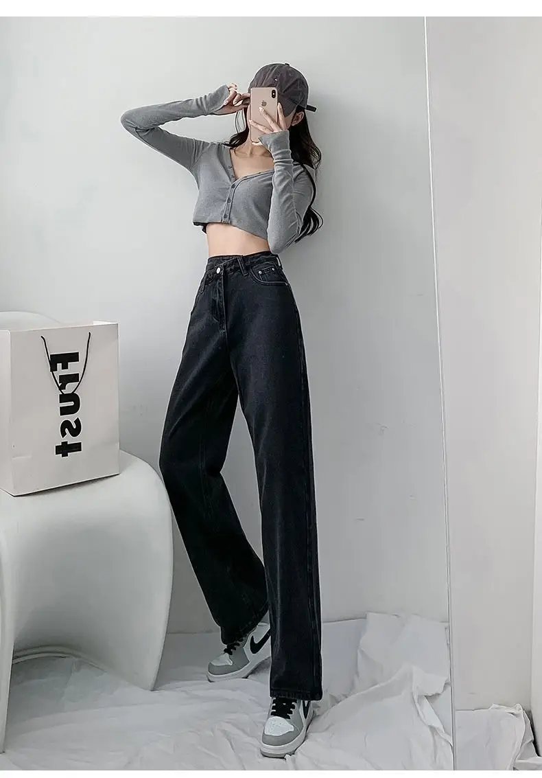 Women Cross Waist Jeans High Waist Loose Spring Autumn — feature 13