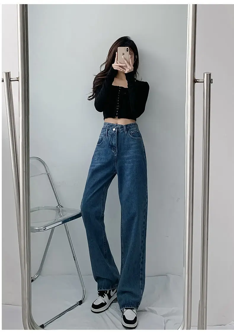 Women Cross Waist Jeans High Waist Loose Spring Autumn — feature 17
