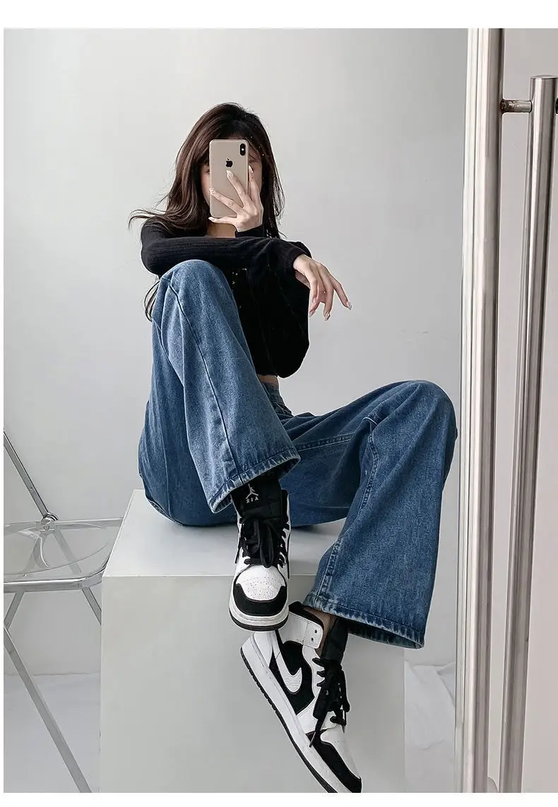 Women Cross Waist Jeans High Waist Loose Spring Autumn — feature 18