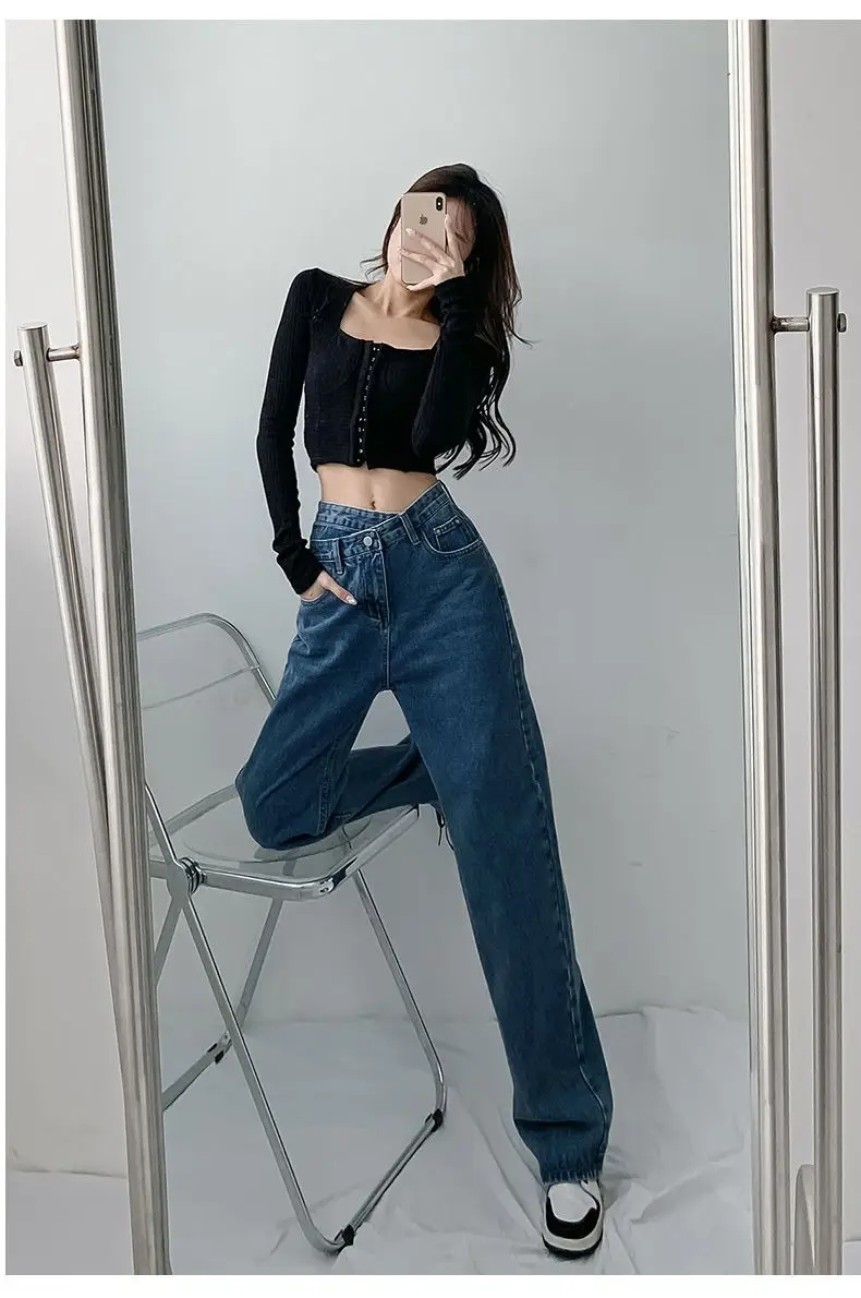 Women Cross Waist Jeans High Waist Loose Spring Autumn — feature 19