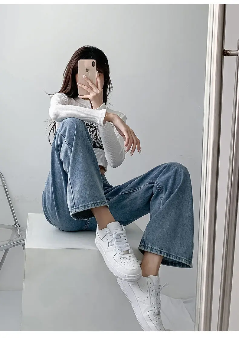 Women Cross Waist Jeans High Waist Loose Spring Autumn — feature 22