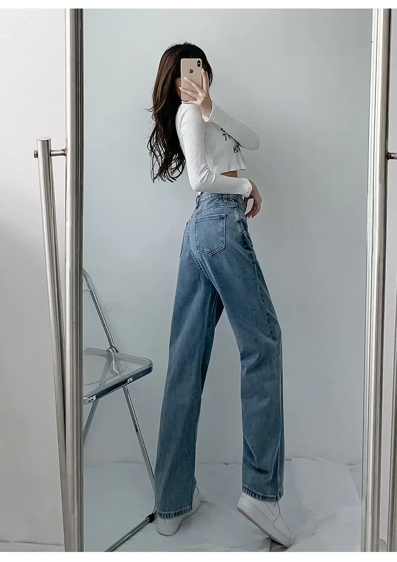 Women Cross Waist Jeans High Waist Loose Spring Autumn — feature 24