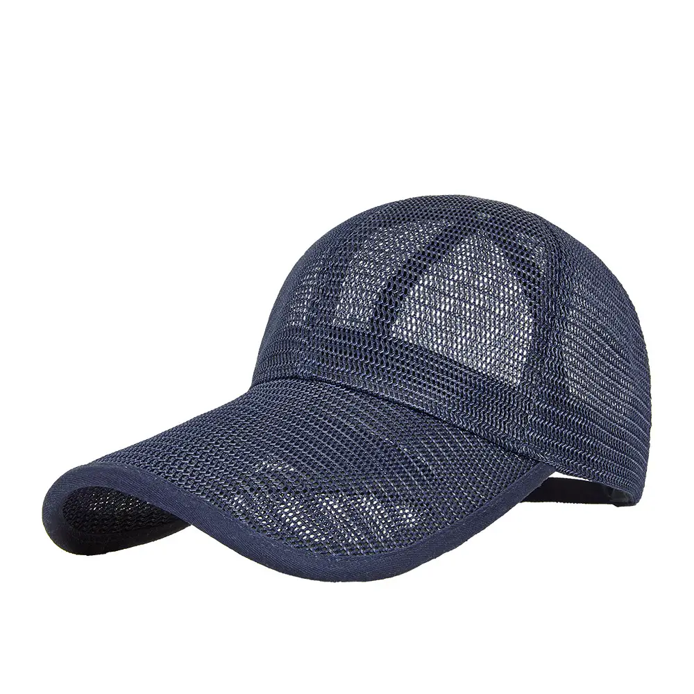 Men Black Mesh Baseball Cap with Extended Brim 11cm - Image 17
