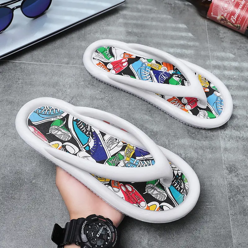 Men's Korean Style Printed Flip Flops Summer