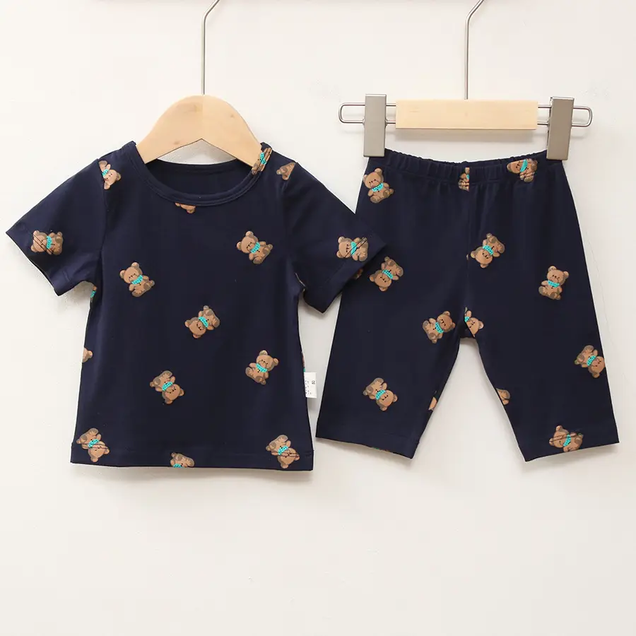 Korean Style Baby Pajamas Set White Cotton Shorts - Image 5