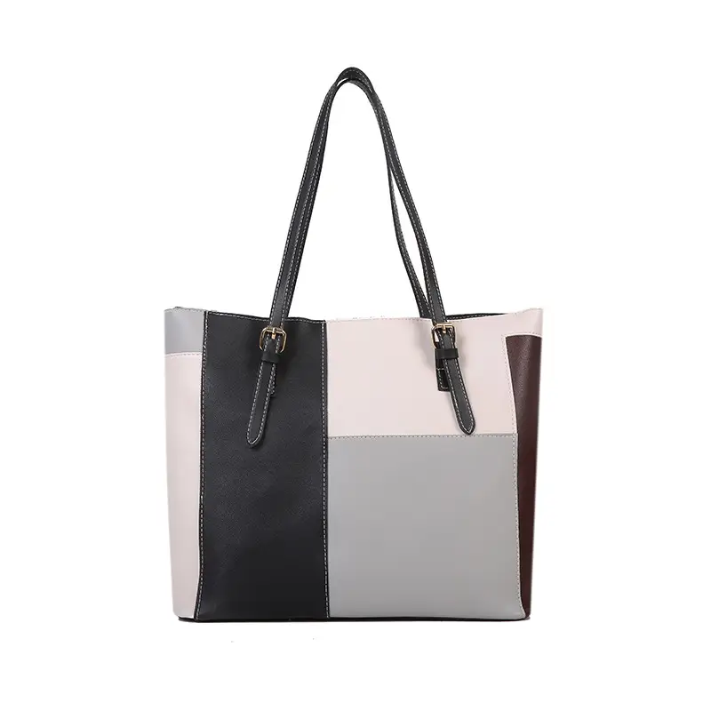 Cross-Border Korean Style Contrasting Color Large Tote Bag for Women