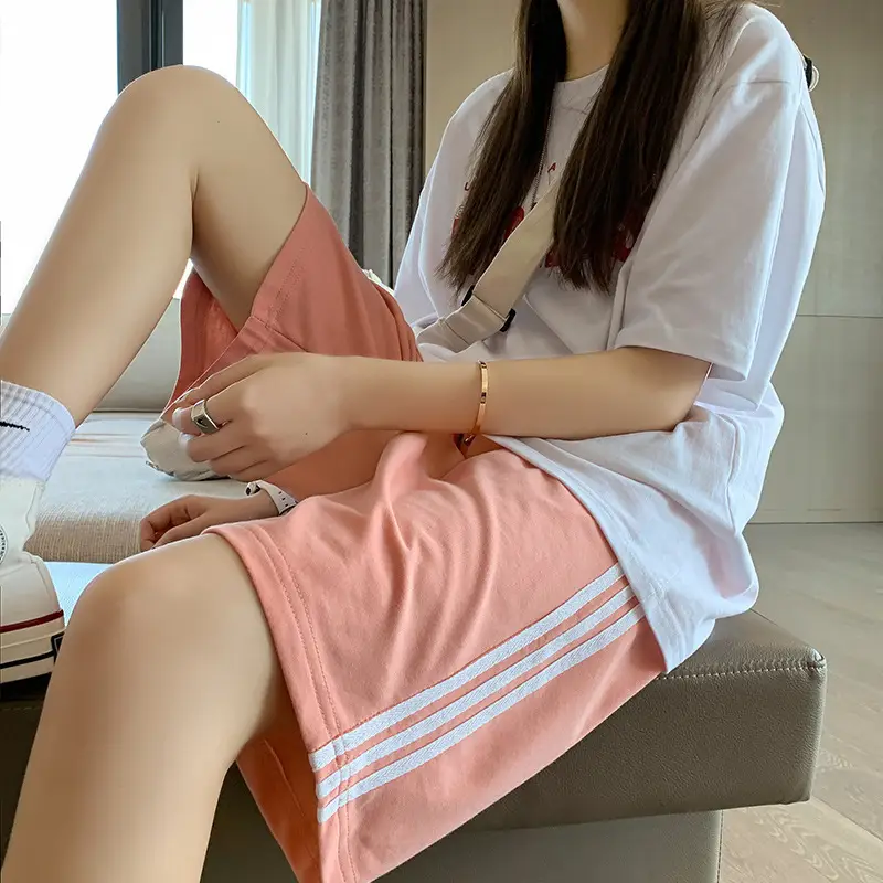 Women's Grey 3x3 Shorts with White Stripes - Image 9