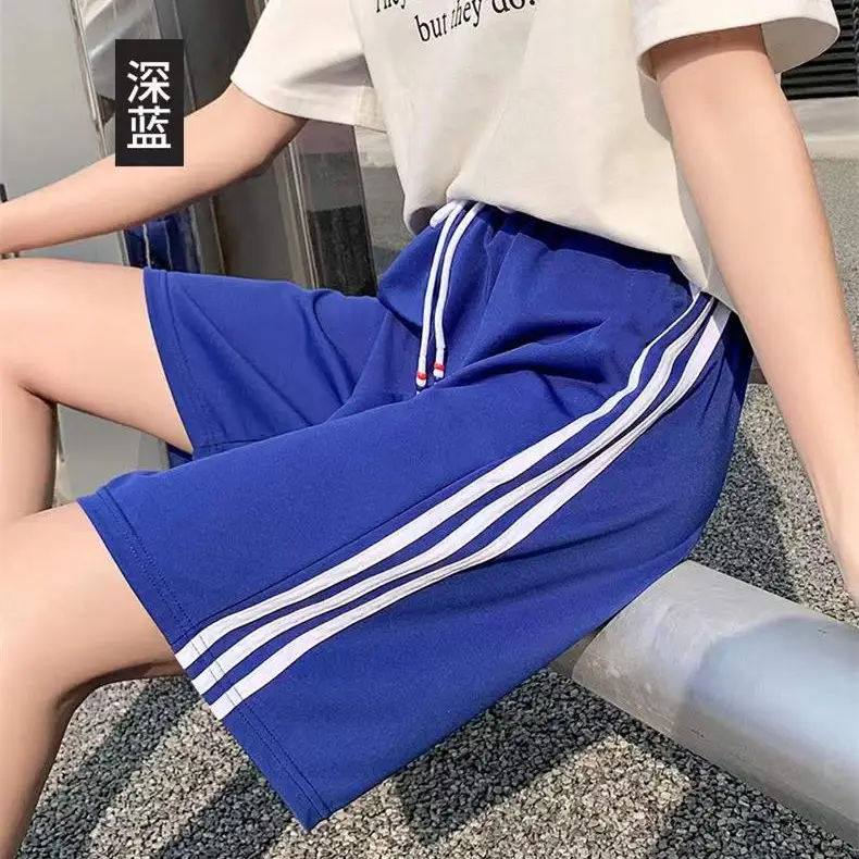 Women's Grey 3x3 Shorts with White Stripes - Image 4