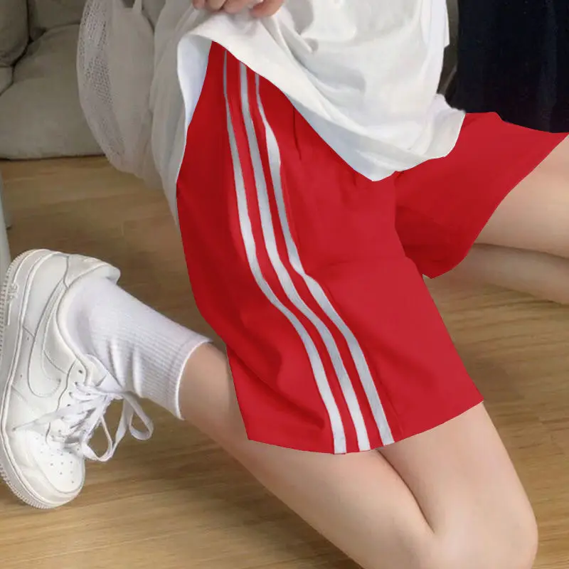 Women's Grey 3x3 Shorts with White Stripes - Image 5