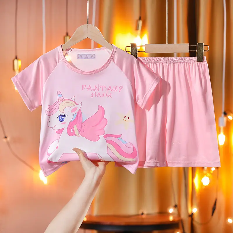 Children's Cartoon Pajamas Summer Boys Purple Short Sleeve