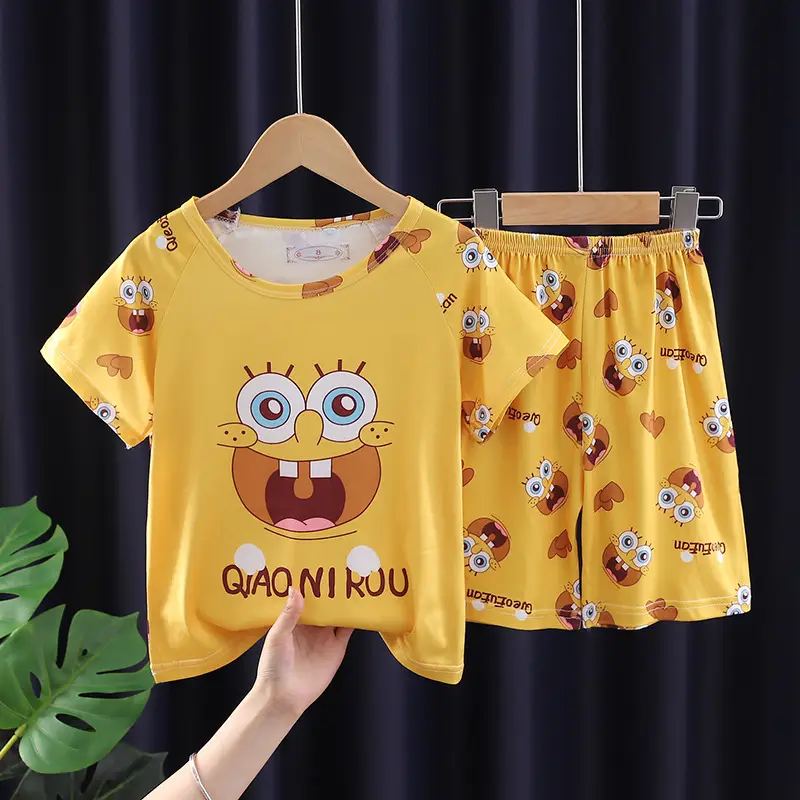 Children's Cartoon Pajamas Summer Boys Purple Short Sleeve