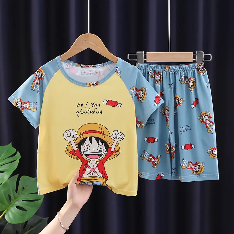 Children's Cartoon Pajamas Summer Boys Purple Short Sleeve