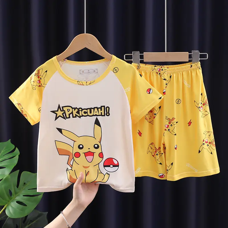 Children's Cartoon Pajamas Summer Boys Purple Short Sleeve