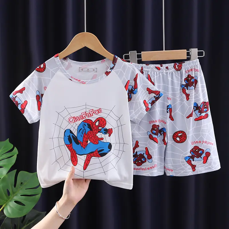 Children's Cartoon Pajamas Summer Boys Purple Short Sleeve