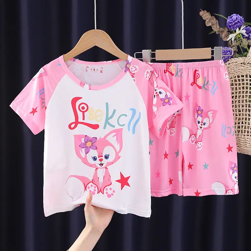 Children's Cartoon Pajamas Summer Boys Purple Short Sleeve