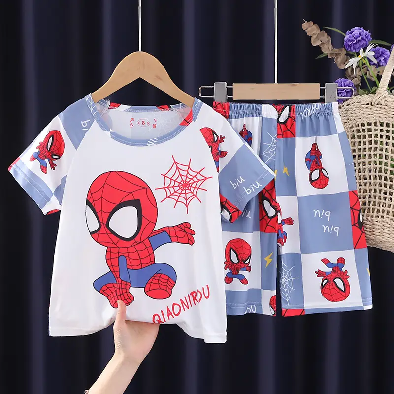 Children's Cartoon Pajamas Summer Boys Purple Short Sleeve
