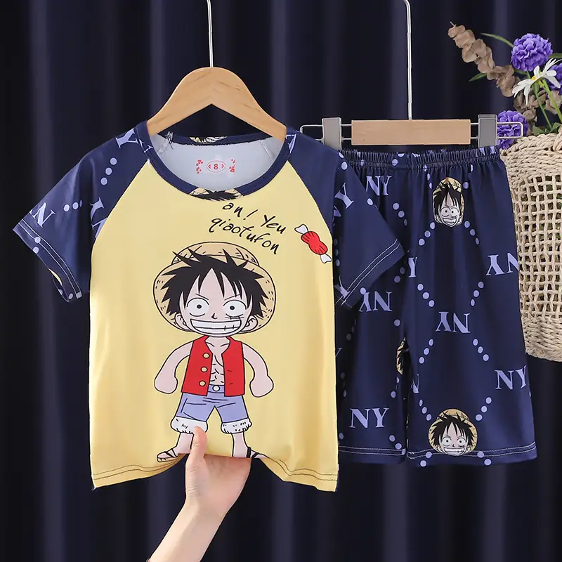 Children's Cartoon Pajamas Summer Boys Purple Short Sleeve