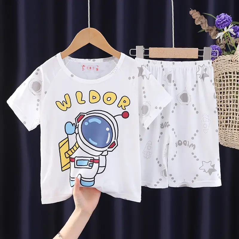 Children's Cartoon Pajamas Summer Boys Purple Short Sleeve