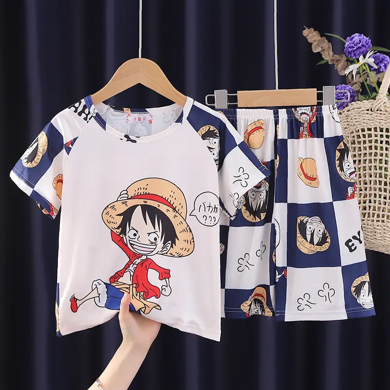Children's Cartoon Pajamas Summer Boys Purple Short Sleeve