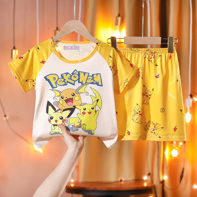 Children's Cartoon Pajamas Summer Boys Purple Short Sleeve