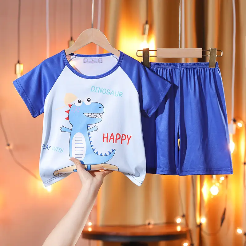 Children's Cartoon Pajamas Summer Boys Purple Short Sleeve