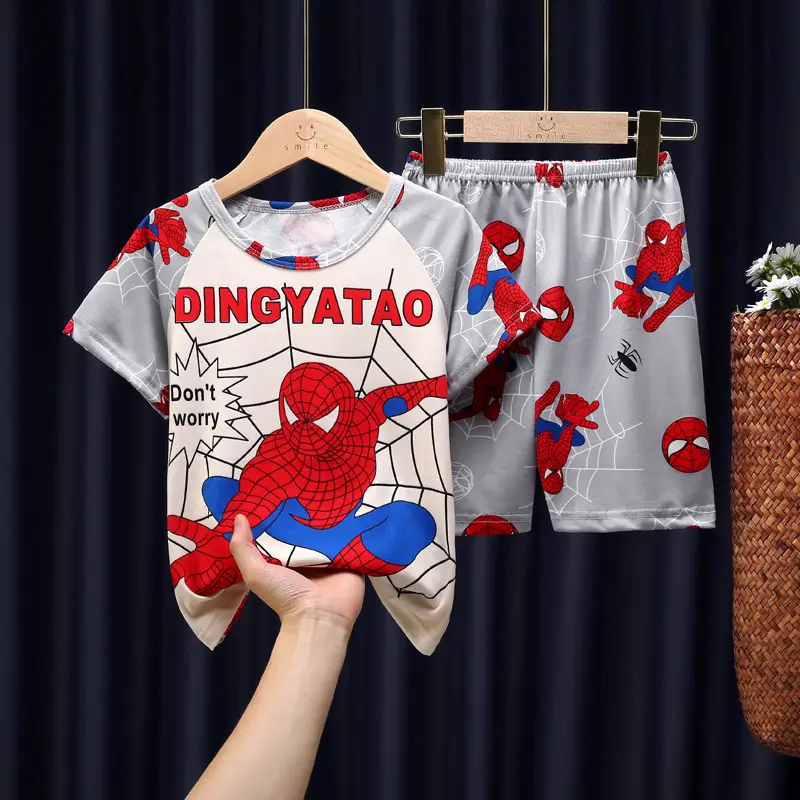 Children's Cartoon Pajamas Summer Boys Purple Short Sleeve