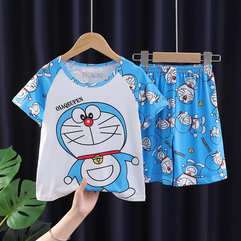 Children's Cartoon Pajamas Summer Boys Purple Short Sleeve