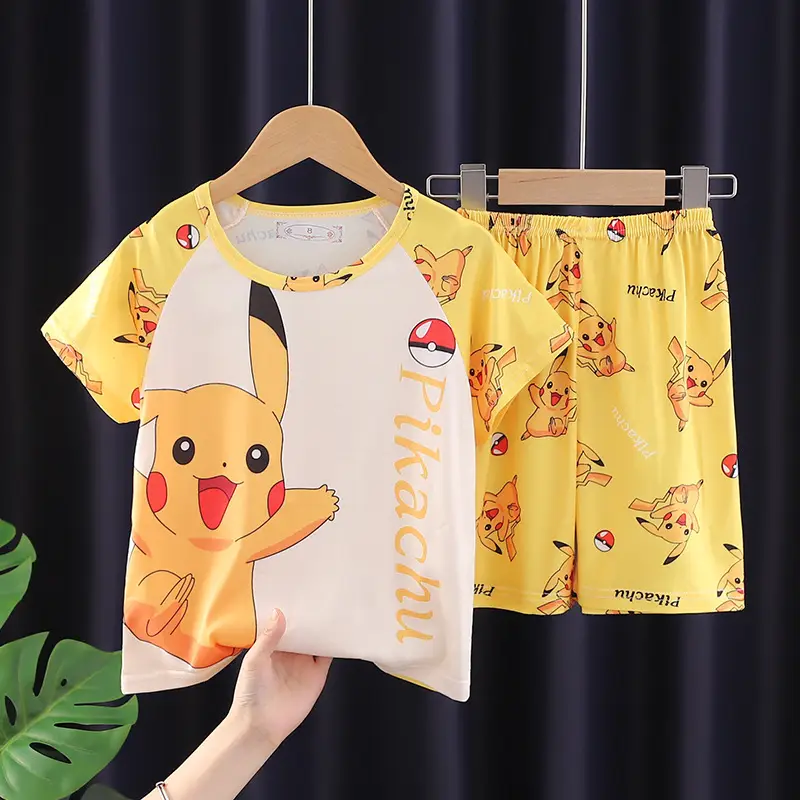 Children's Cartoon Pajamas Summer Boys Purple Short Sleeve