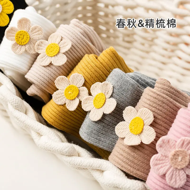 Black Cotton Sunflower Leggings for Girls
