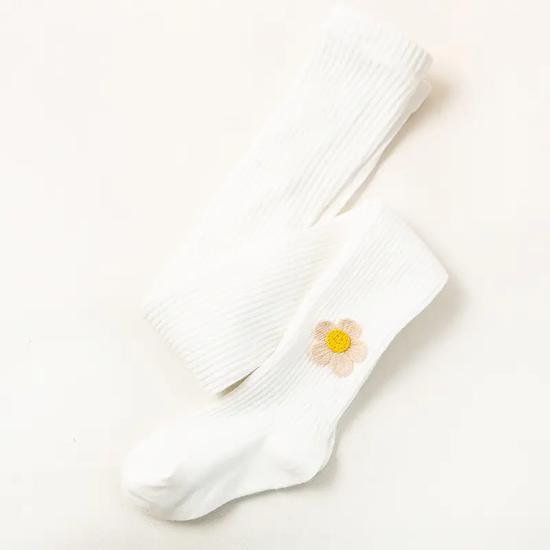 Black Cotton Sunflower Leggings for Girls