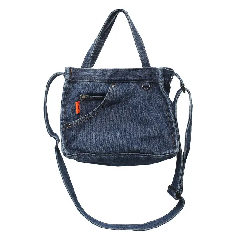 Women Denim Shoulder Bag with Japanese Artistic Design - Image 7