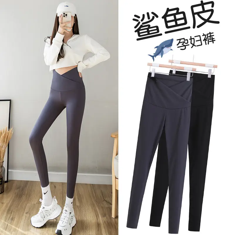Pregnant Women Shark Skin Leggings Velvet Thick Winter Pants