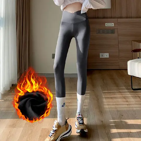 Pregnant Women Shark Skin Leggings Velvet Thick Winter Pants