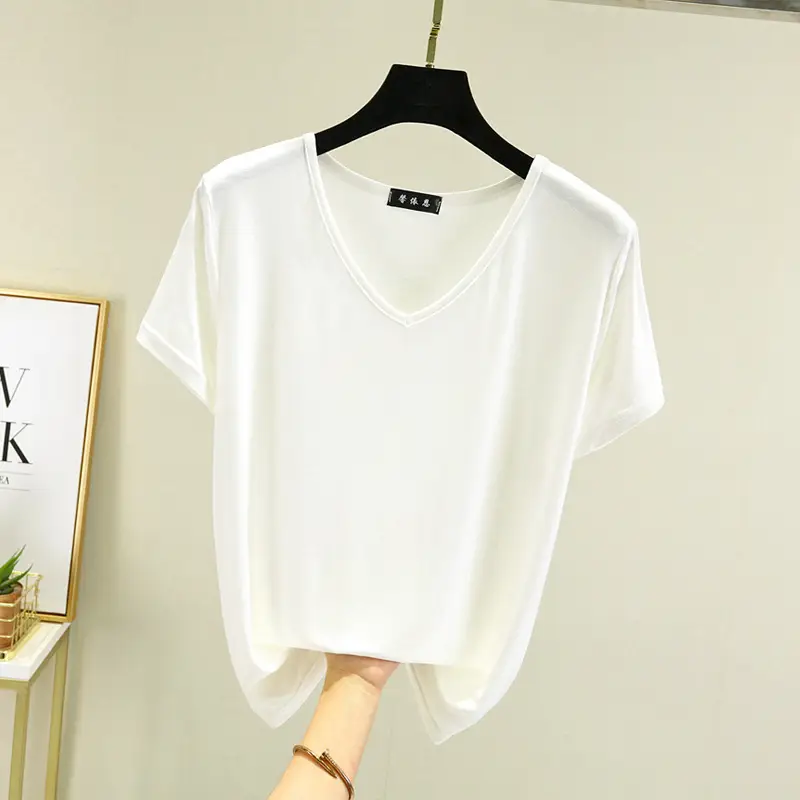 Women V-Neck Modal T-Shirt Slimming Summer Top