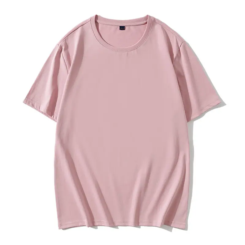 Pink Cotton T-Shirt Short Sleeve Crew Neck