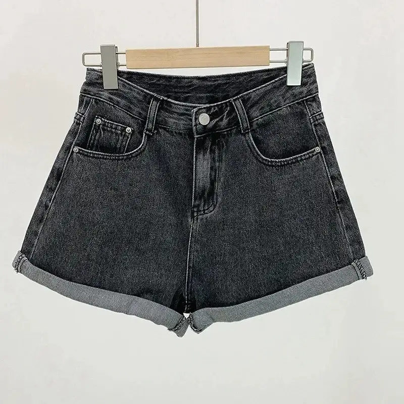 Denim Shorts Women Black High Waist Slimming 2022 - Image 24