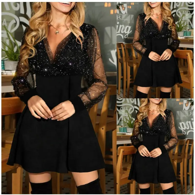 Black Mesh Strappy Dress for Women 2022 - Image 3
