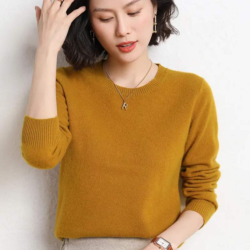 Women's New Solid Color Crewneck Sweater Short Spring Autumn All-match Base - Image 16