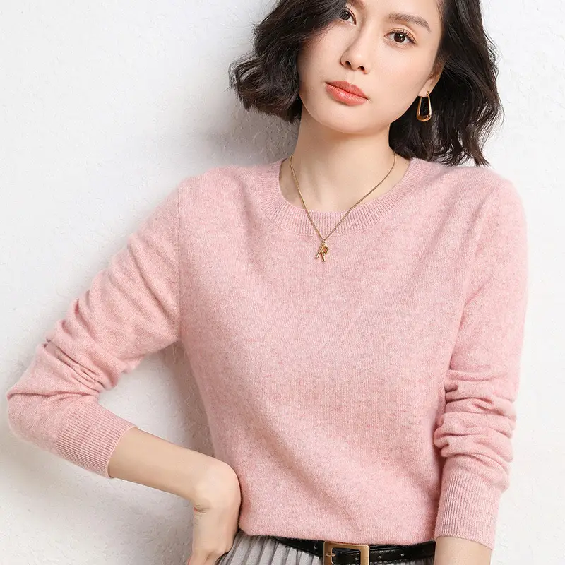 Women's New Solid Color Crewneck Sweater Short Spring Autumn All-match Base - Image 18