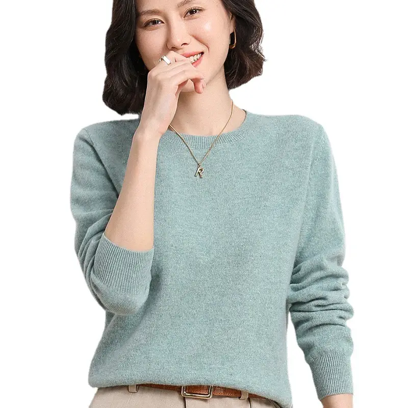 Women's New Solid Color Crewneck Sweater Short Spring Autumn All-match Base - Image 19