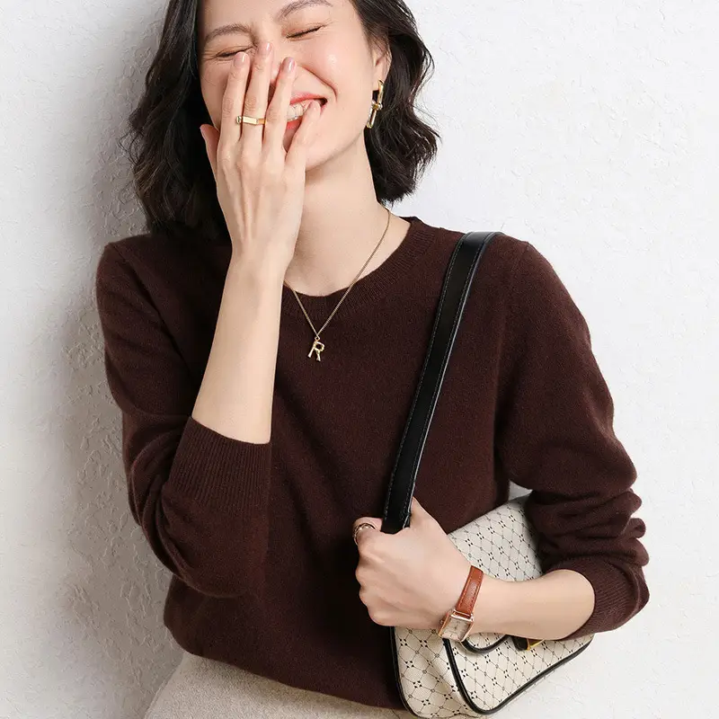 Women's New Solid Color Crewneck Sweater Short Spring Autumn All-match Base - Image 11