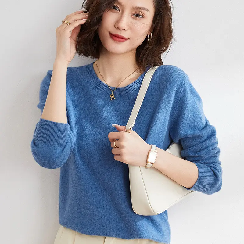 Women's New Solid Color Crewneck Sweater Short Spring Autumn All-match Base - Image 13
