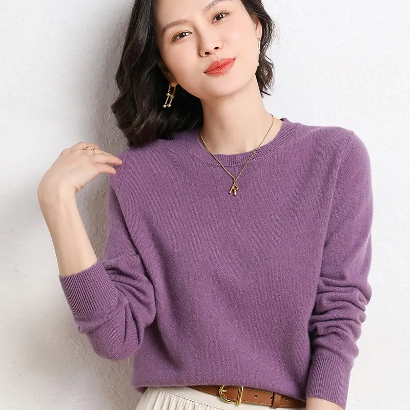 Women's New Solid Color Crewneck Sweater Short Spring Autumn All-match Base - Image 2